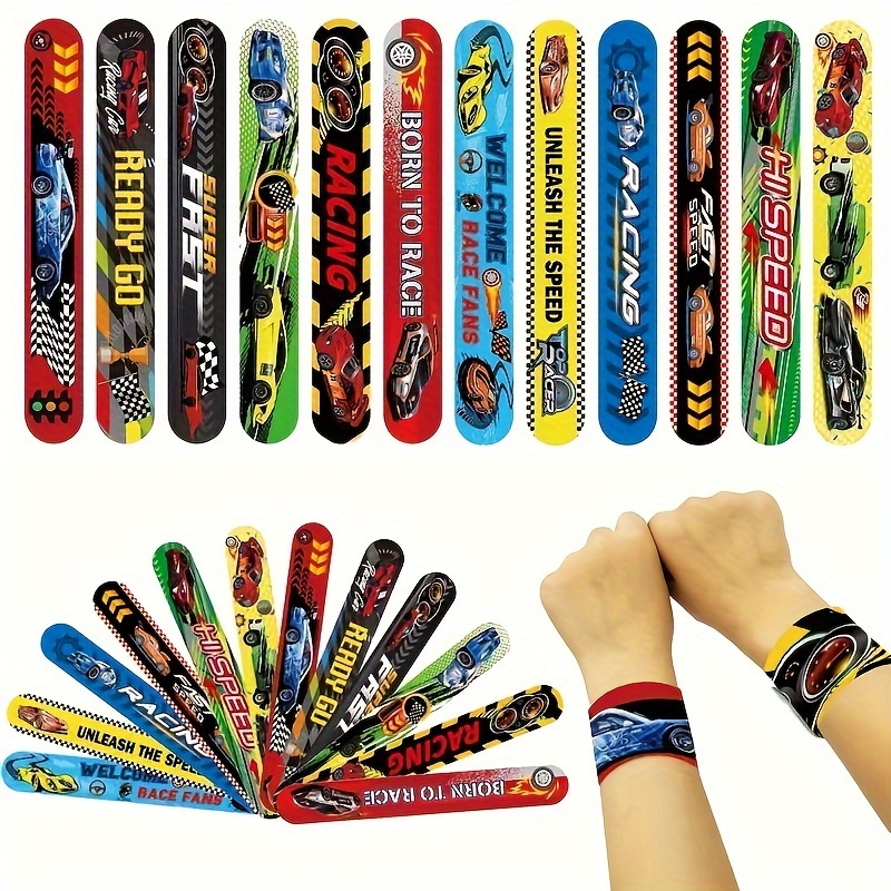 Image of Slap Bracelets, Snap Bracelet For Gifts Bag Filler, Racing Party Favors, Cute Birthday Gifts Racing Theme Party Supplies Classroom Prize Gifts