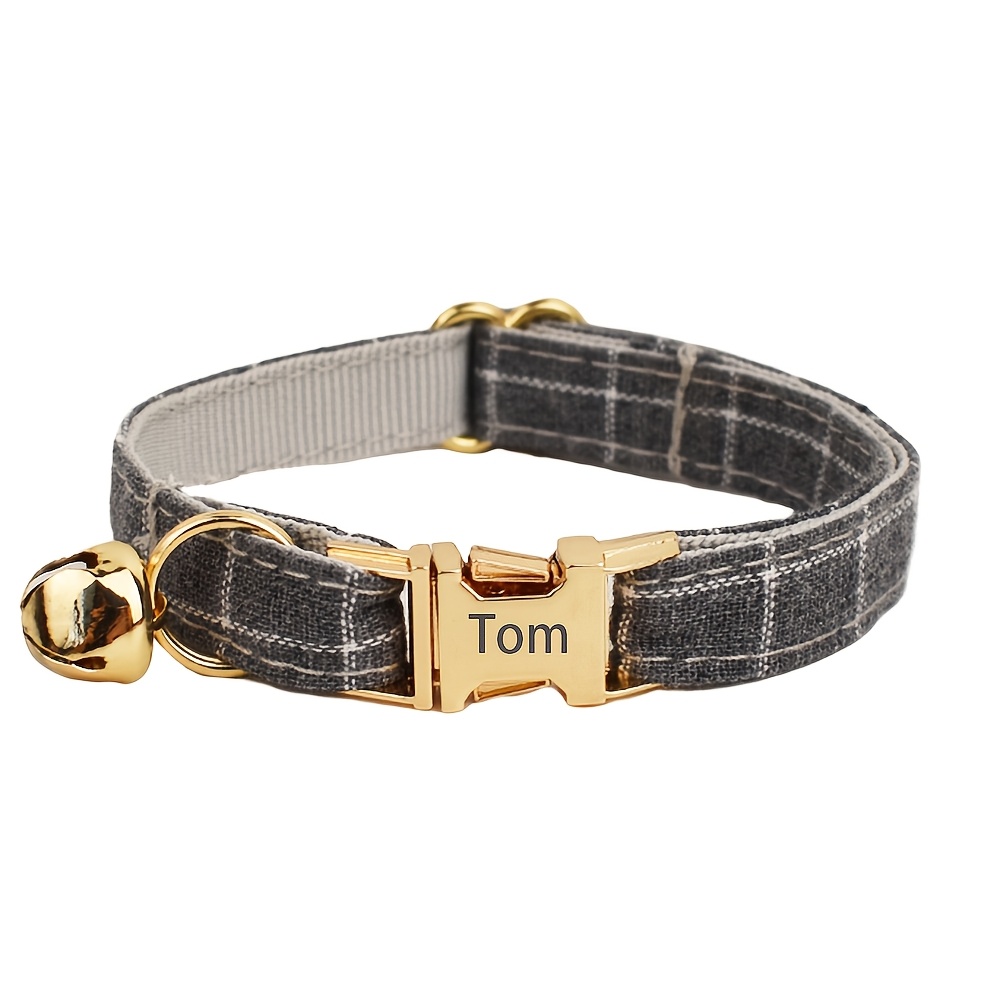 TEMU Personalized Pet Collars With Engraved Phone Number & Name, Anti-lost Collars, Cute Bell Collars, Adjustable Polyester Pet Id Collars, Series