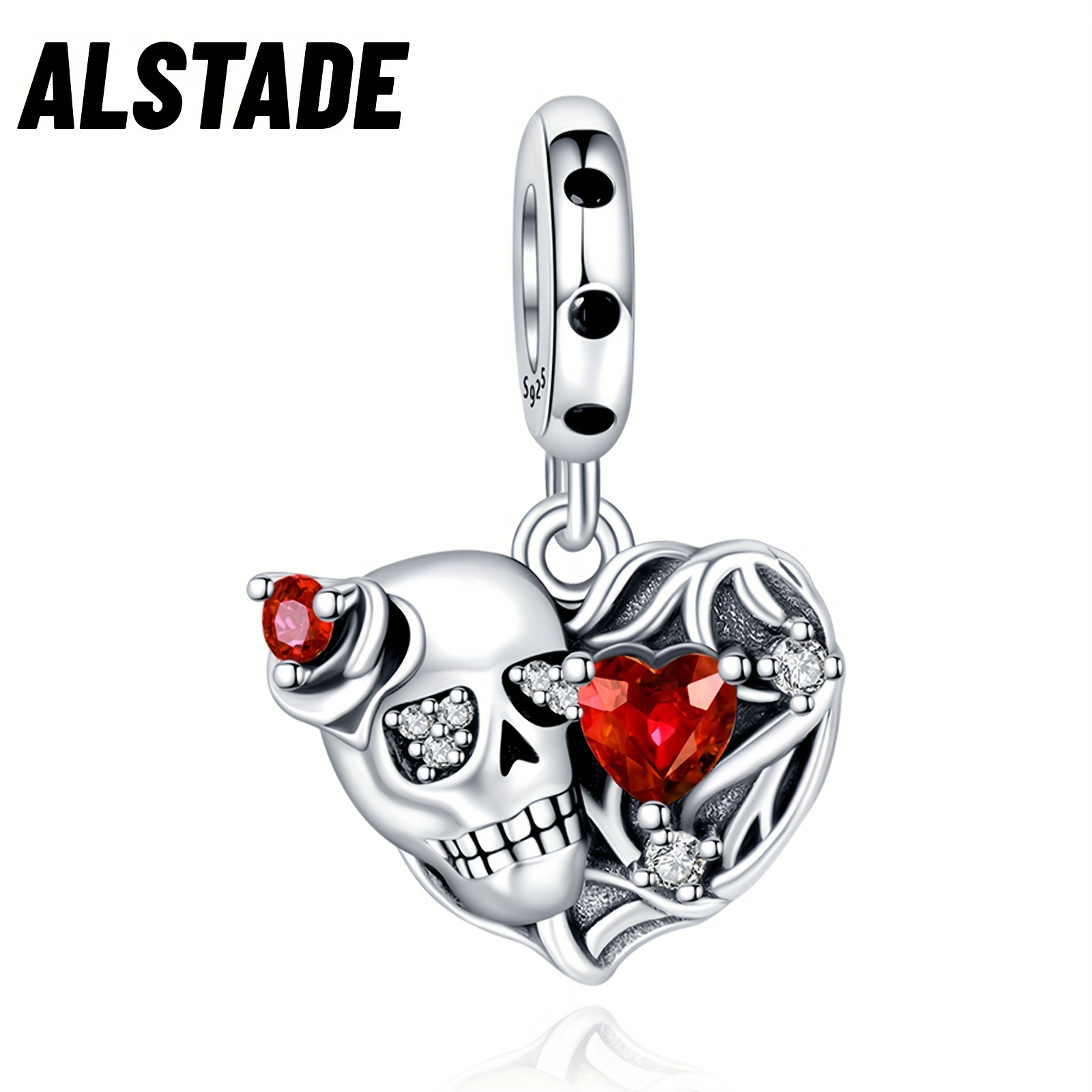 

S925 For Bracelets Skeleton Skull Heart Dangle Charm Pendant Fit Bracelets Necklace Luxury Gift Diy Jewelry Making