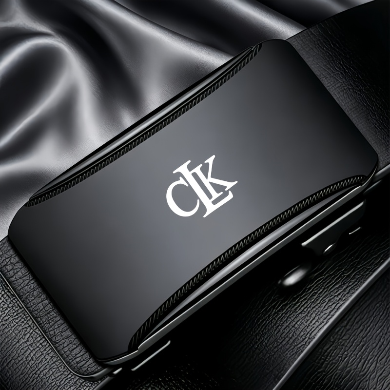 TEMU Cinturón de negocios para hombre con CLK, banda de PVC flexible, con hebilla automática de aleación de un , elegante para el trabajo y el uso