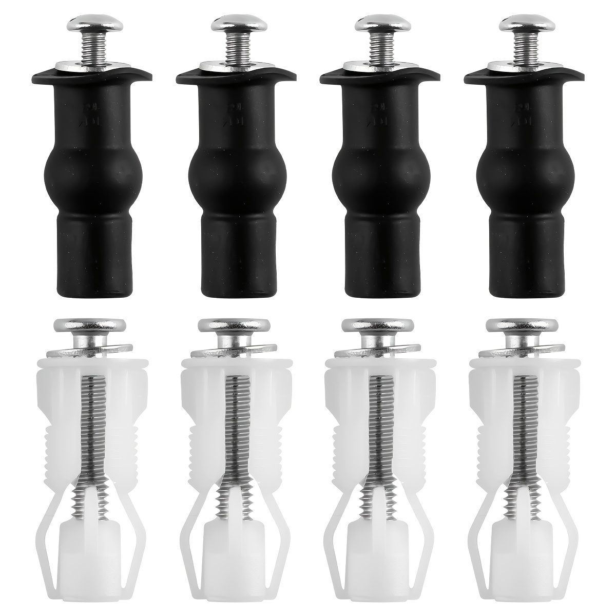 8- Style Universal Toilet Seat Rubber Fittings, Metal And Plastic Single Ball Nylon Expansion Screws For Fixing On Any Brand Toilet Seat