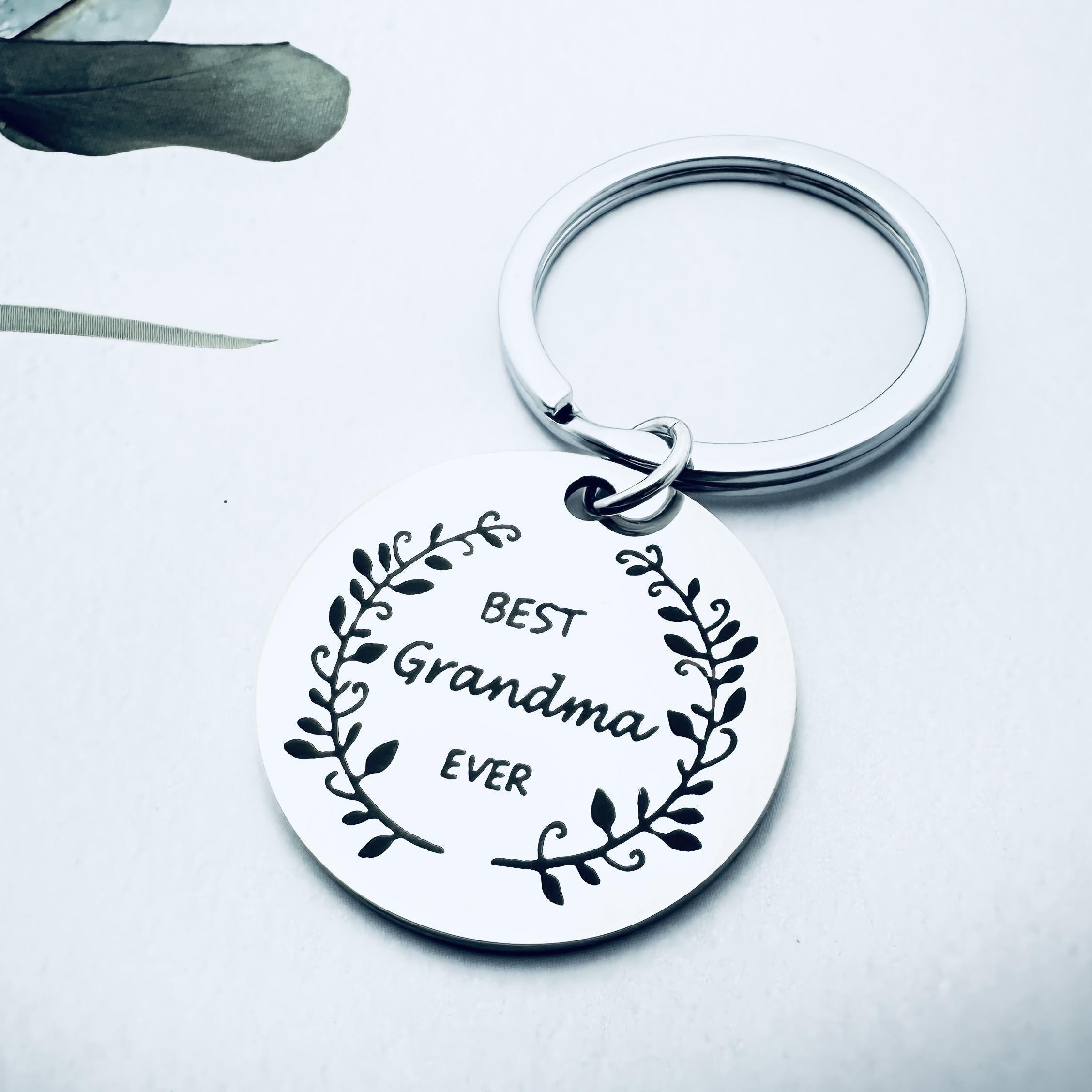 TEMU 1pc Gift Keychain For Grandma, Engraved 'best Grandma Ever' Stainless Steel Keychain, Birthday Gift For Grandma, Thanksgiving Gift, Christmas