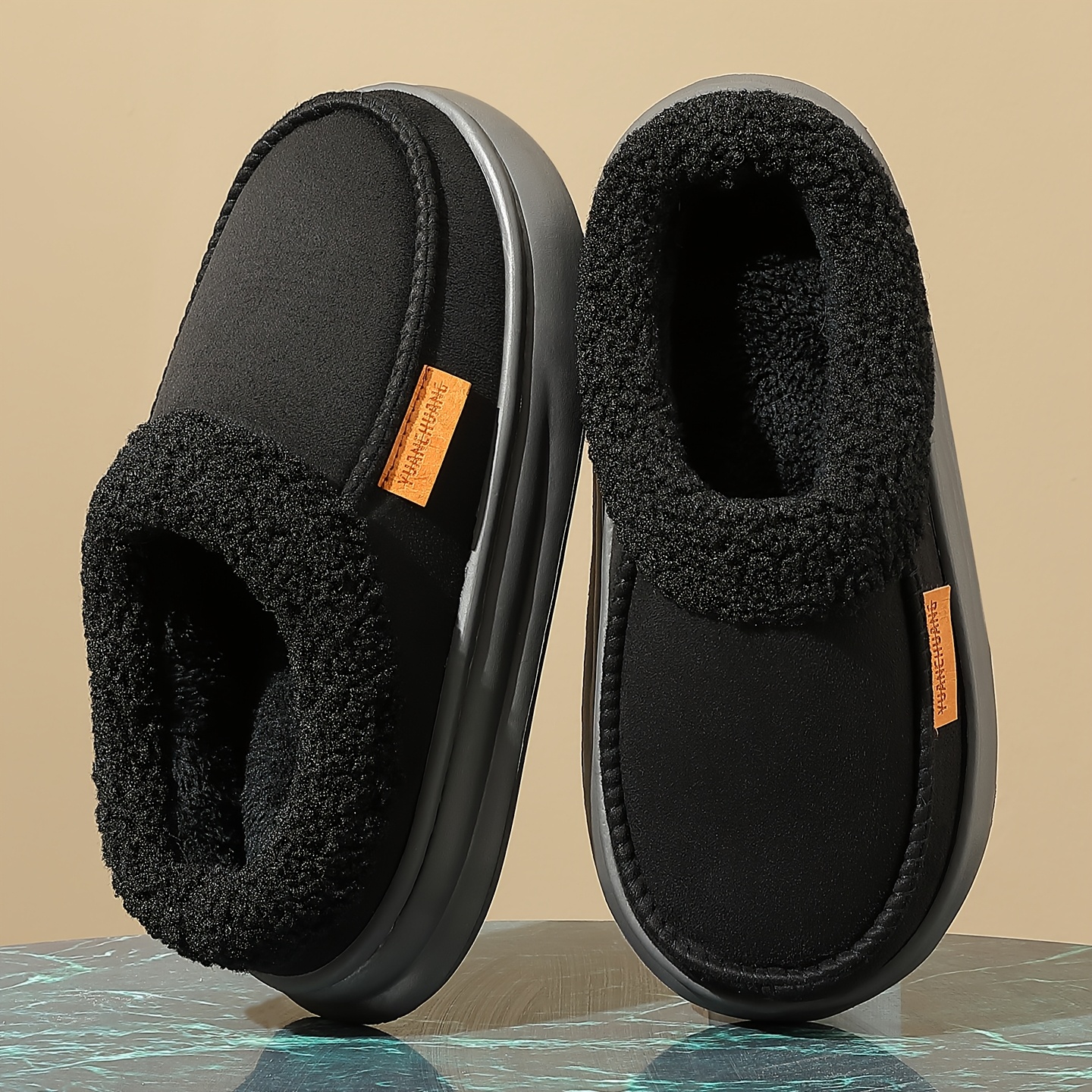 Image of Men's Plus Size Winter Slippers, Retro Slippers, New Autumn/winter Indoor Home Slippers, Non-slip, Lined, Warm Slippers, Couple Slippers, High-quality Warm Slippers For Men And Women