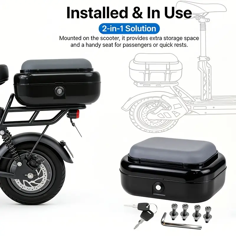 Neuer elektrischer Roller Gepäckkoffer für den hinteren Teil, Roller Rücksitz, Aufbewahrungsbox kompatibel mit * * M5/* Serie Modellen. Verfügt über * geräumiges Design mit gepolsterter Innenseite,