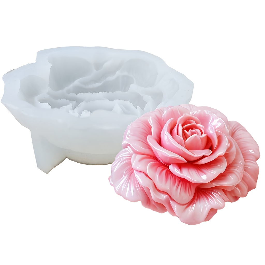 E-shop 1 Stück 3D Romantische Rose Silikonform, Kerzenform – Ideal für handgemachte Duftkerzen, Handseife, Gips, Resin-Dekorationen andere kreative