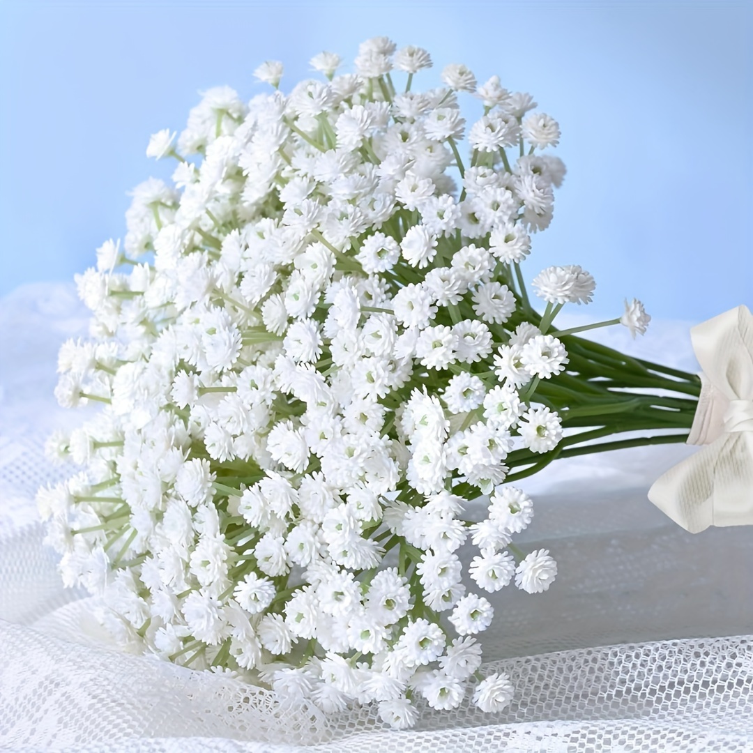 TEMU 450 Flowers, 15 Bunches Of Artificial 's Breath, High-end Bulk Bouquets With Stems, Real Touch Simulated Flowers, Home And Office Decoration