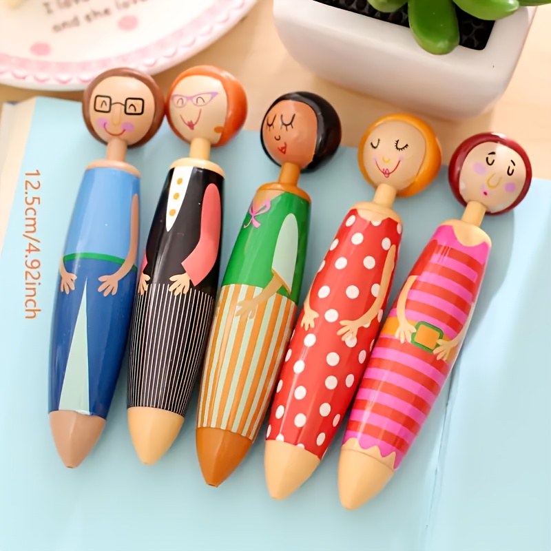 5pcs   retractable ballpoint pens   dry ink fine tip oval design   supplies plastic material medium point retractable closure cute pens school stationery   design durable writing   supplies fun accessories smooth writing retractable pens stationery lovers Product details 1