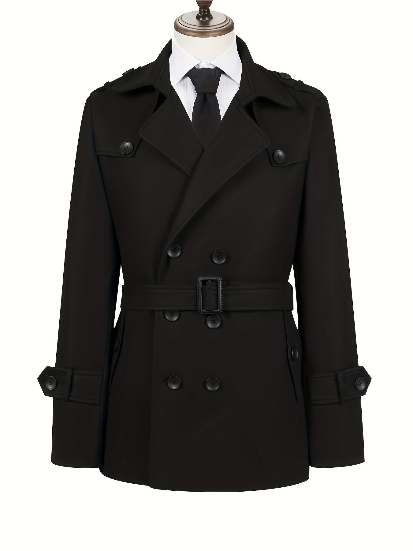 Autumn And Winter Men'S Regular Double-Breasted Mid-Length Large Lapel Coat, Mature Casual Overcoat