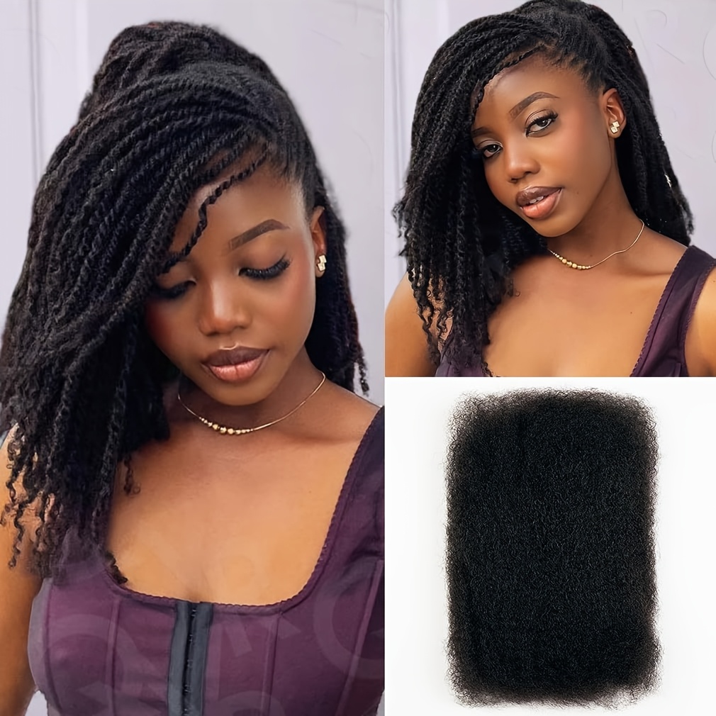 TEMU Cheveux Humains Afro Kinky pour 10 12 14 16 Pouces 30g par , Cheveux Humains Afro Bouclés Kinky pour Torsadées, Mèches 4C Kinkycurly pour Mini