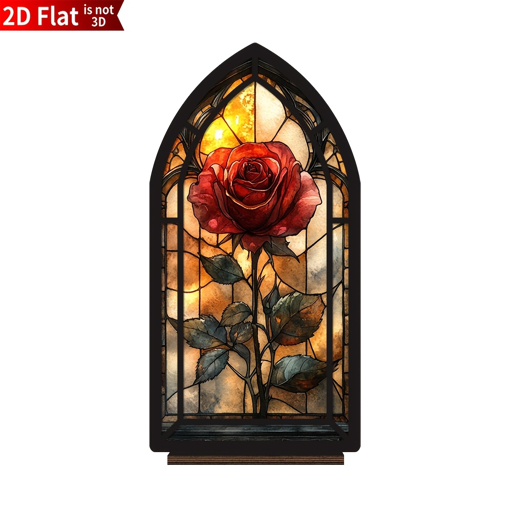 TEMU 2D Flat - [Navidad] 1 pieza [2D Flat] Estatua de de libro de fantasía de rosas, letrero de biblioteca , de libro con , regalo para amantes de la