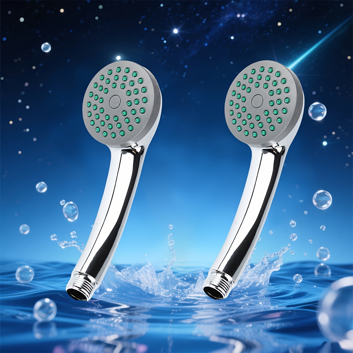 TEMU 2pcs High-pressure Water-saving Handheld Shower Head - Adjustable Wall-mounted Installation | Round | Durable Plastic Material | Universal For