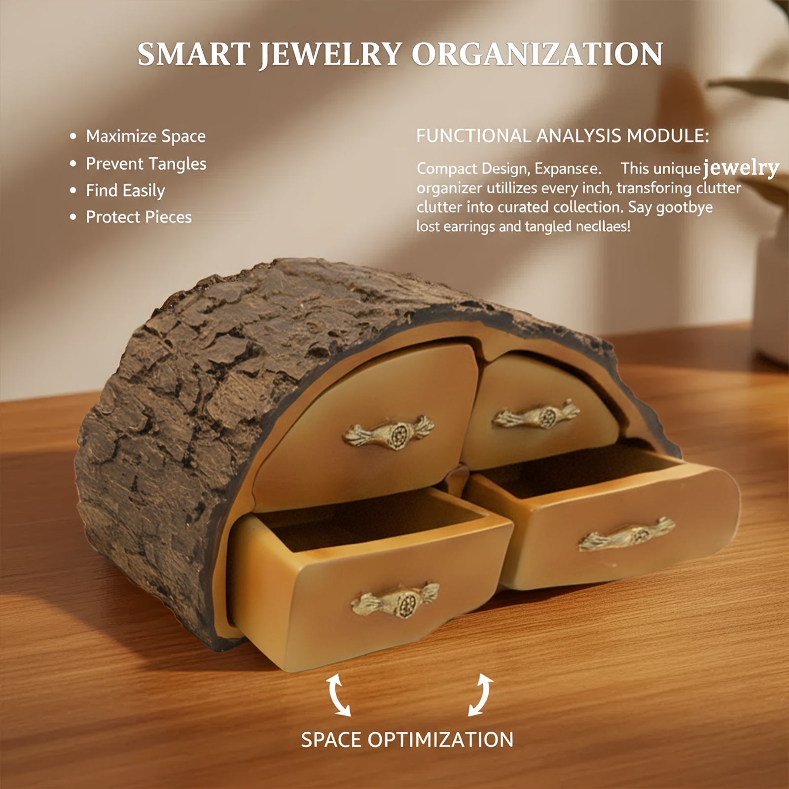 Realistic Tree Bark Resin Decorative Storage Box & Figurine