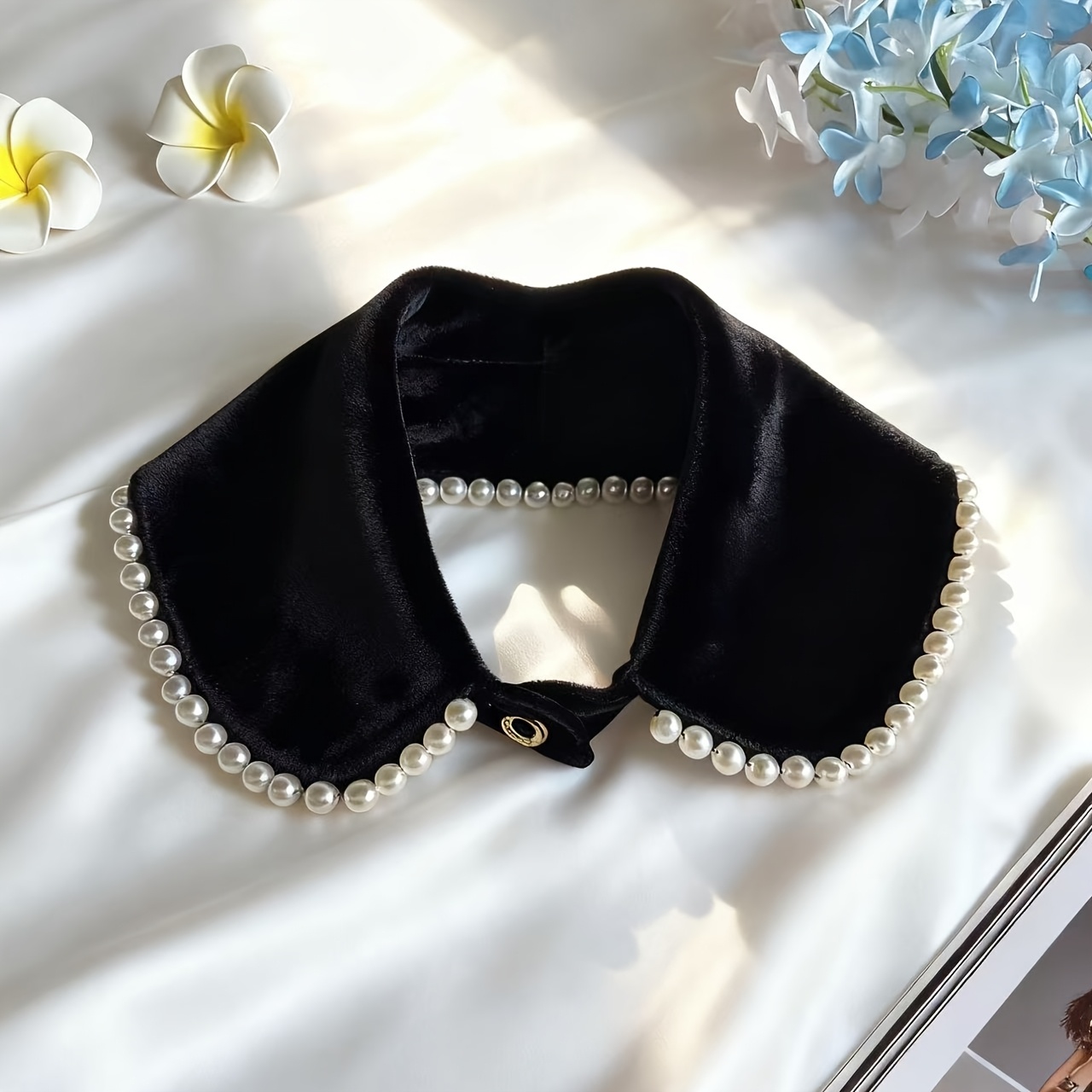 TEMU 1pc Black Velvet Women's Fake Collar, Stylish And High-end, With Delicate Texture. With, It Adds , Transforming Ordinary Clothes Into Stunning .