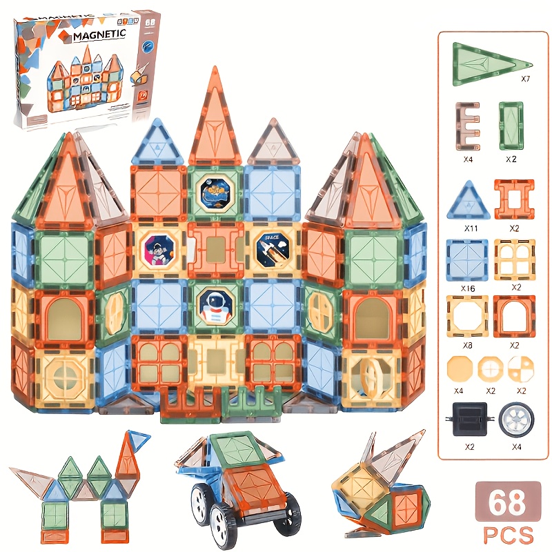 Image of Luxurious Magnetic Building Block Set, Premium Matte Texture, Used To Build Cars, Thinking, Suitable For Stem Preschool Sensory Education Toys For Children Over, Ideal Christmas Gift (random Color)