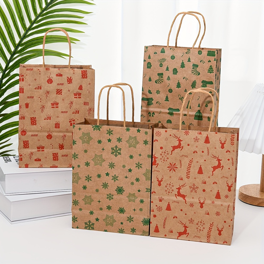 

12/16/20pcs Large Christmas Gift Bags With Handles - Sturdy, Reusable, And Holiday Gift Bags -22 * 16 * 8cm/8.6 * 6.2 * 3.1 Inches Size