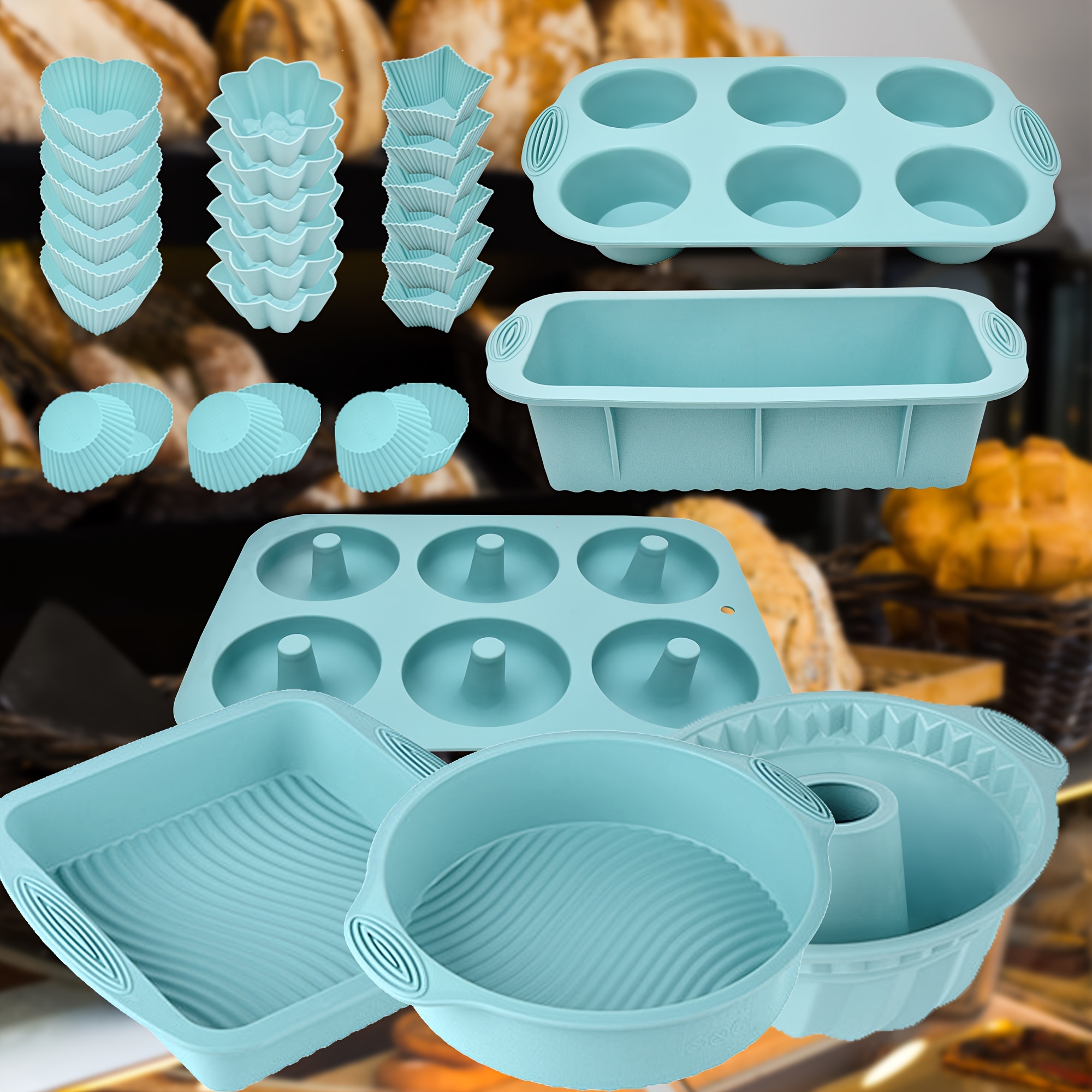 TEMU Moules à pâtisserie en silicone antiadhésifs SXTSXT 30 empreintes, (lot de 30)