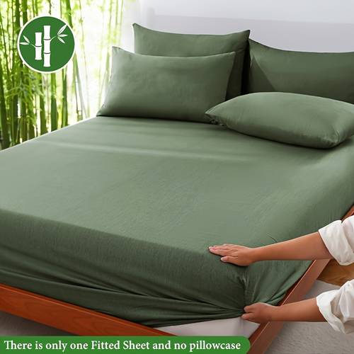 1pc bamboo fiber fitted sheet sheet suitable for single double beds half fit machine washable breathable bamboo fabric for hotel dorm multi color options grey
