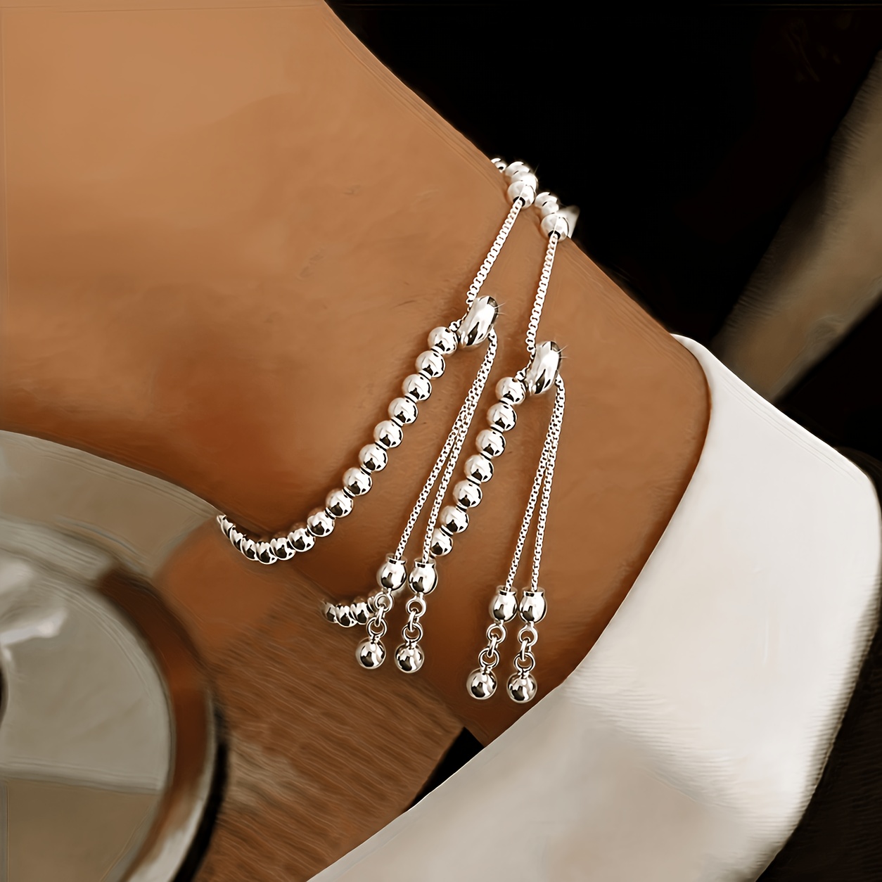 TEMU 2pcs Fashionable 304 Stainless Steel Bracelet, Simple And Versatile Beaded Slide Bracelet, Stylish And Versatile - Suitable For Men And Women,