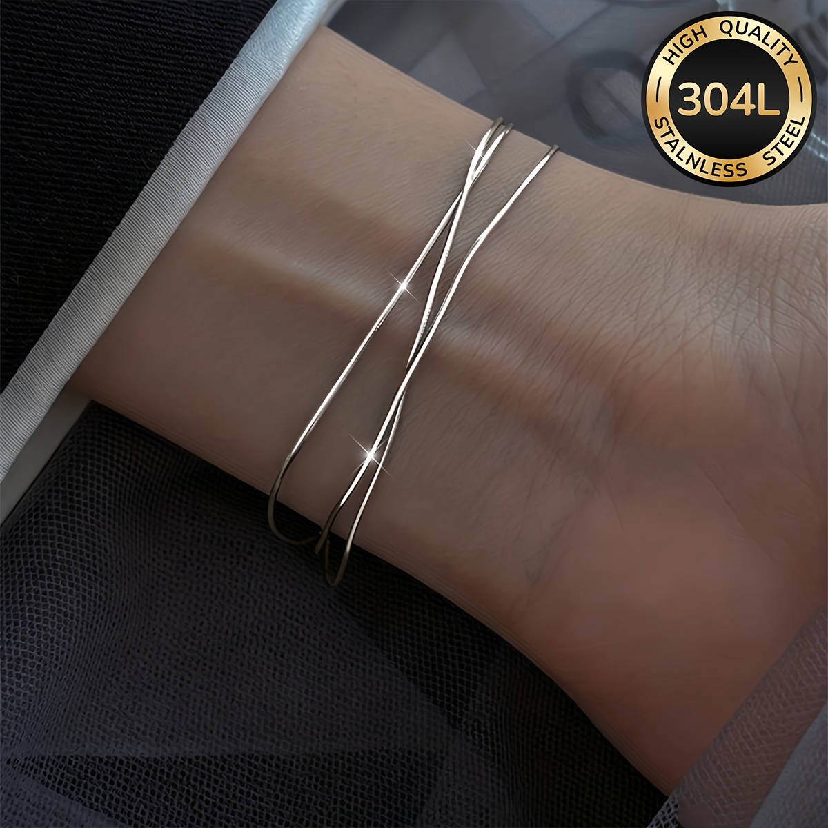 TEMU 304l Stainless Steel Women's Bracelet, Waterproof And Fade-resistant, Women's Jewelry, Stylish And Elegant Accessory Suitable For