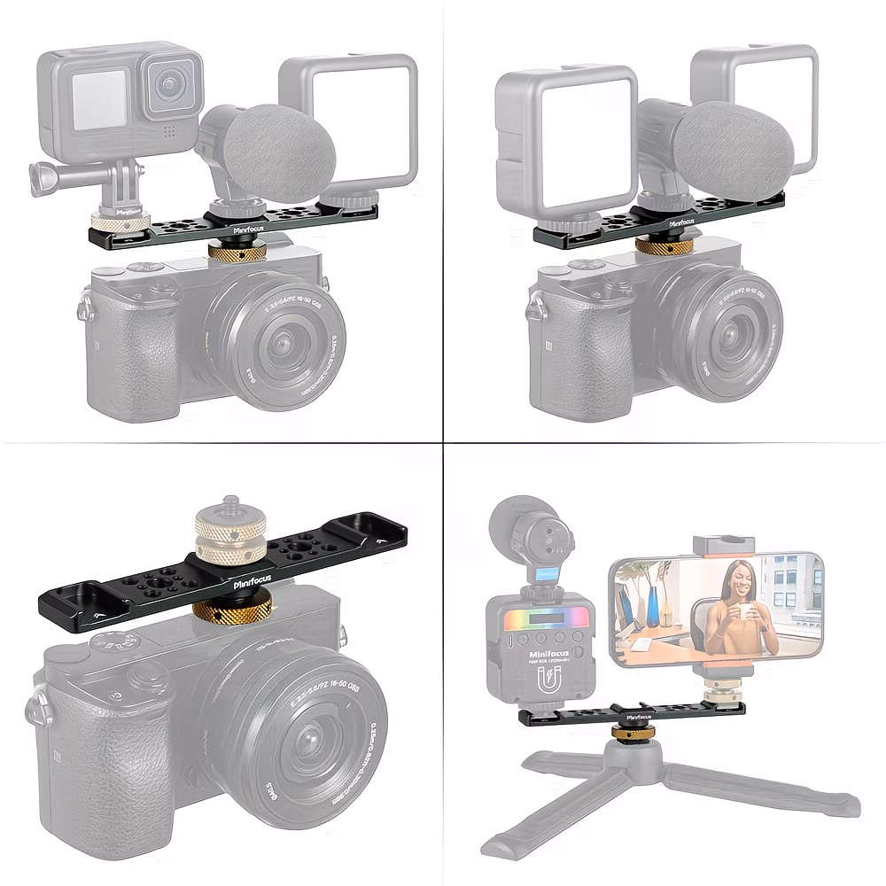 supporto per flash con attacco a , di prolunga 3-in-1 in di alluminio, realizzata in di alluminio, adatta per fotocamere /sony/nikon come adattatore universale per flash, compatibile con microfoni, luci led , per il vlogging Dettagli dell'articolo 4