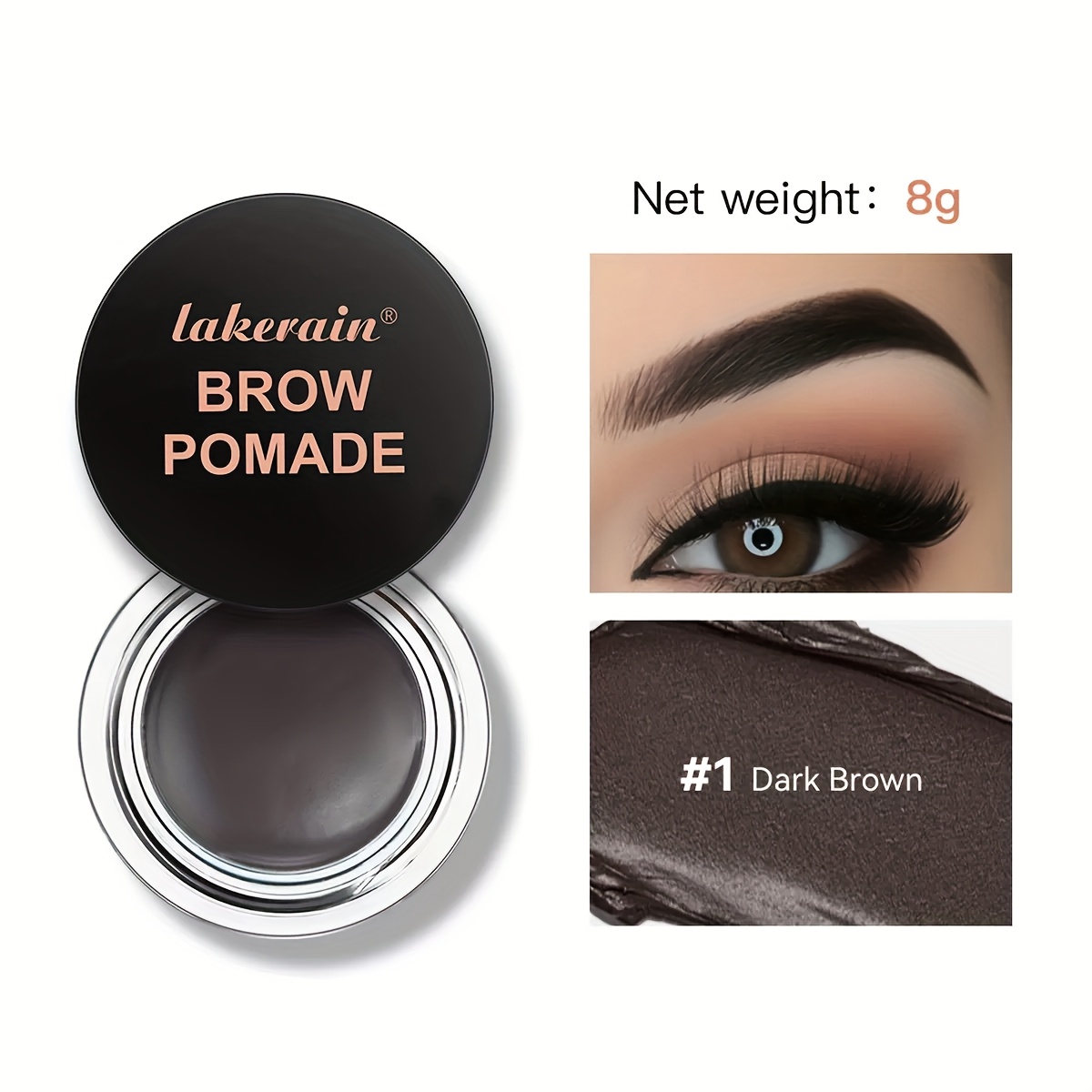 TEMU 6-color Brow Pomade - Long-lasting Waterproof Eyebrow Gel, Natural Tones, Non-smudge Formula Suitable For Daily Use, 6 Color Options ( To)