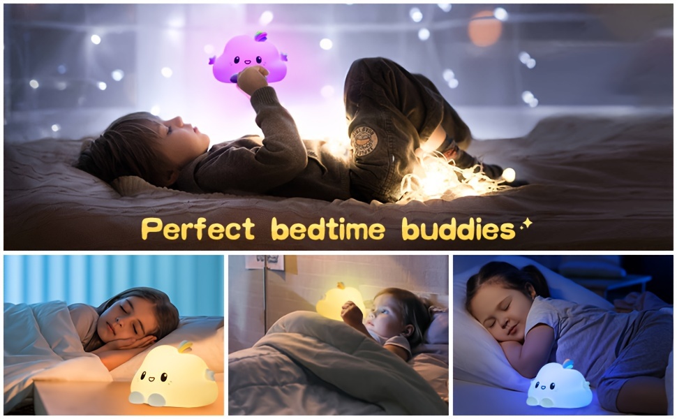 cloud   light remote 16 colors silicone night light led cloud lamp 8 brightness levels dimmable night light cloud light for bedroom portable rechargeable cute lamp kawaii room decor details 5