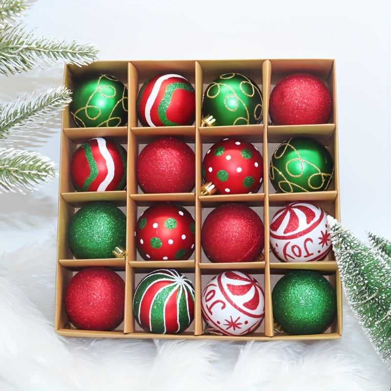 

16pcs Christmas Ball, Christmas Tree Decoration Ball Hanging Ornament Window Holiday Scene Arrangement Pendant