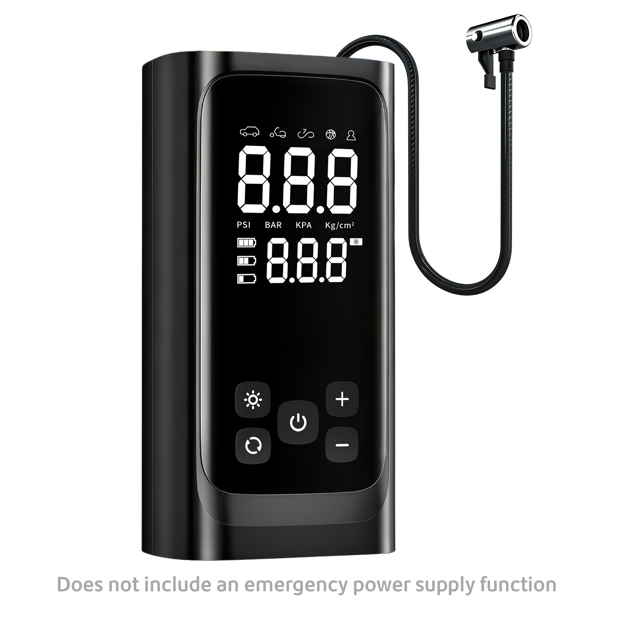 TEMU Démarreur de voiture portable 12V 20000A de pic avec compresseur d'air 150PSI, démarreur de batterie d'urgence multifonctionnel avec gonfleur de