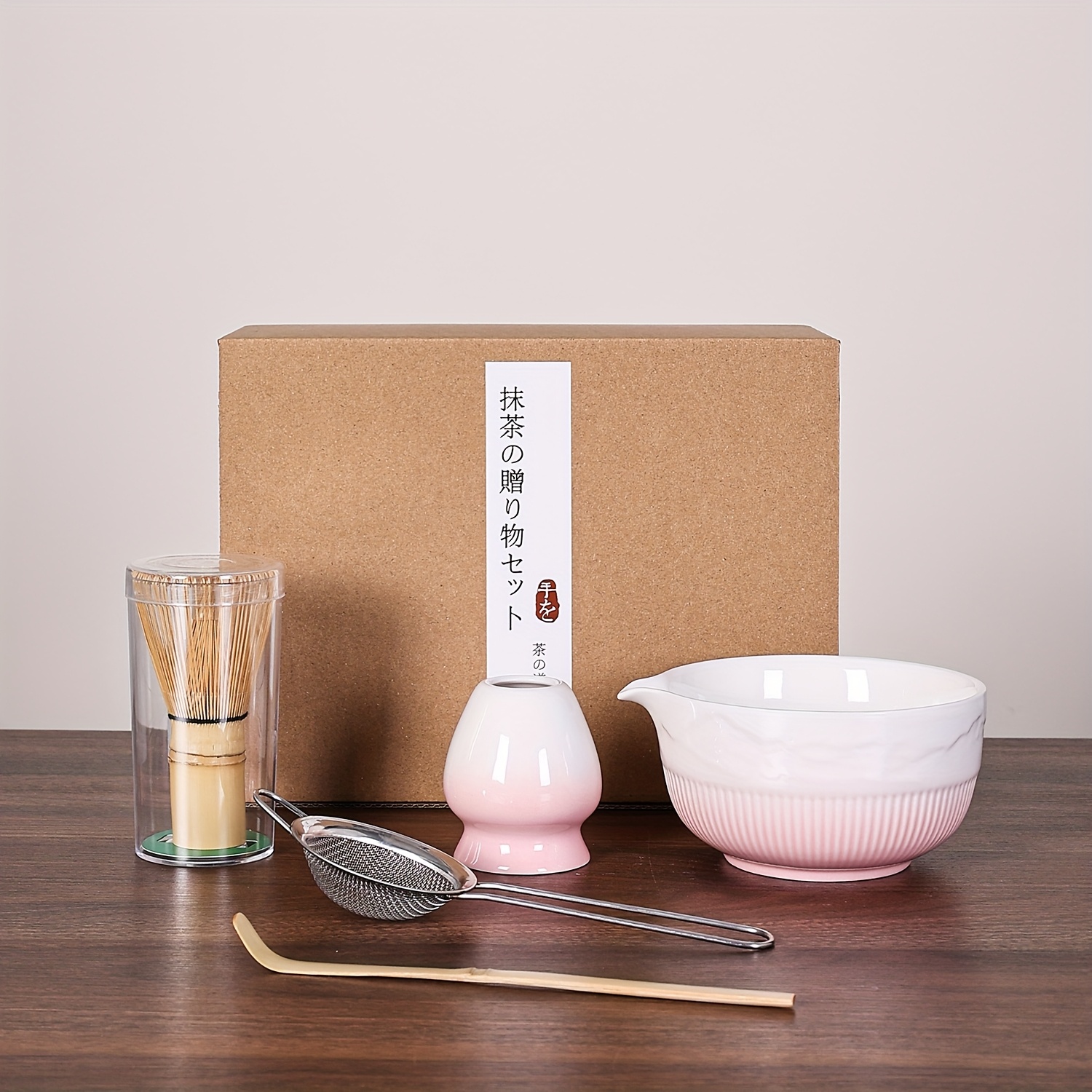 Matcha , 5pcs With Beautiful Embossed Bowl & Bamboo Whisk, Handcrafted Tea Making Kit, Ideal Gift For Birthday/home Tea Ceremony