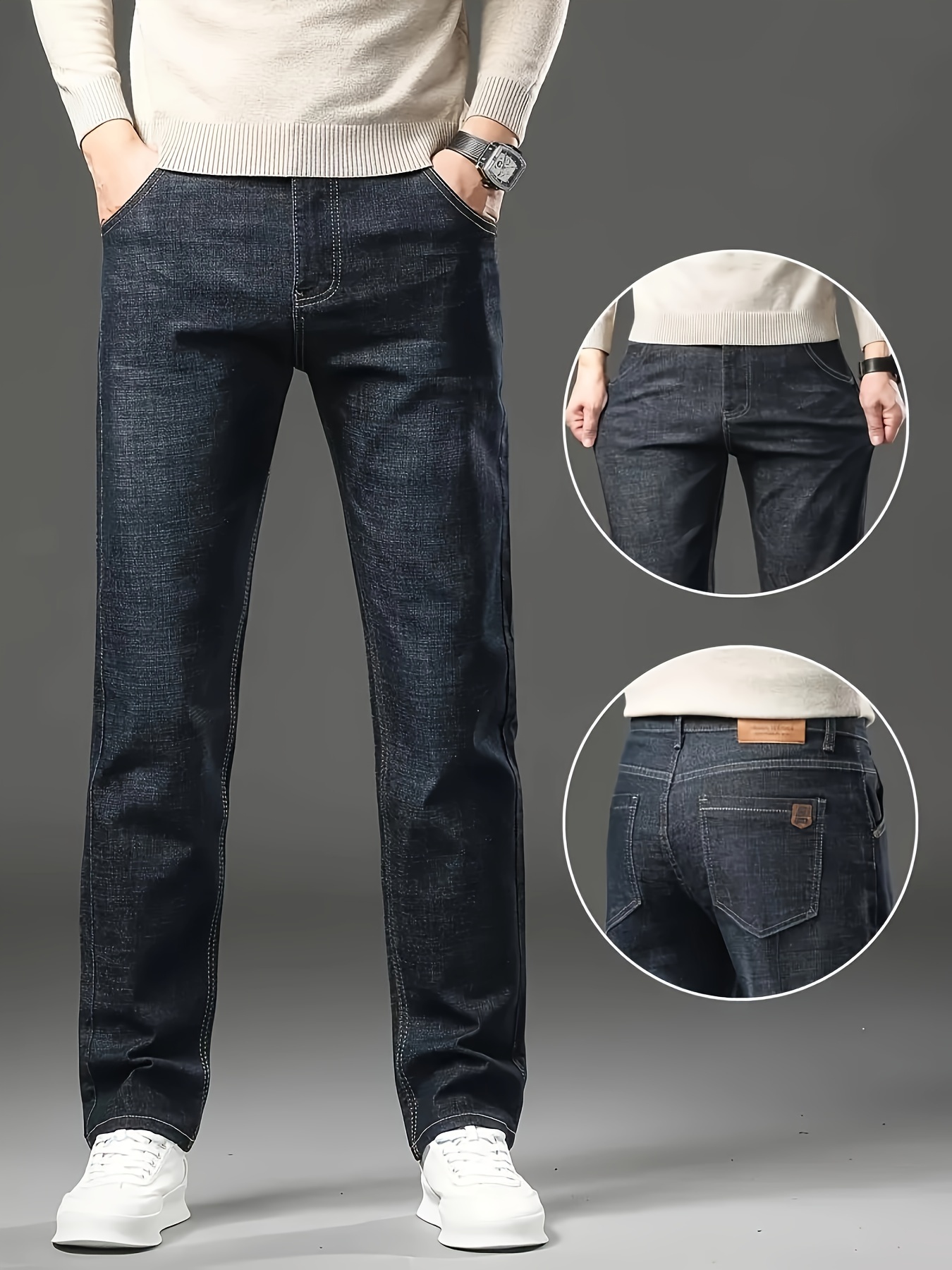 Men's Semi formal Jeans Chic Classic Design Straight Leg - Temu Ireland