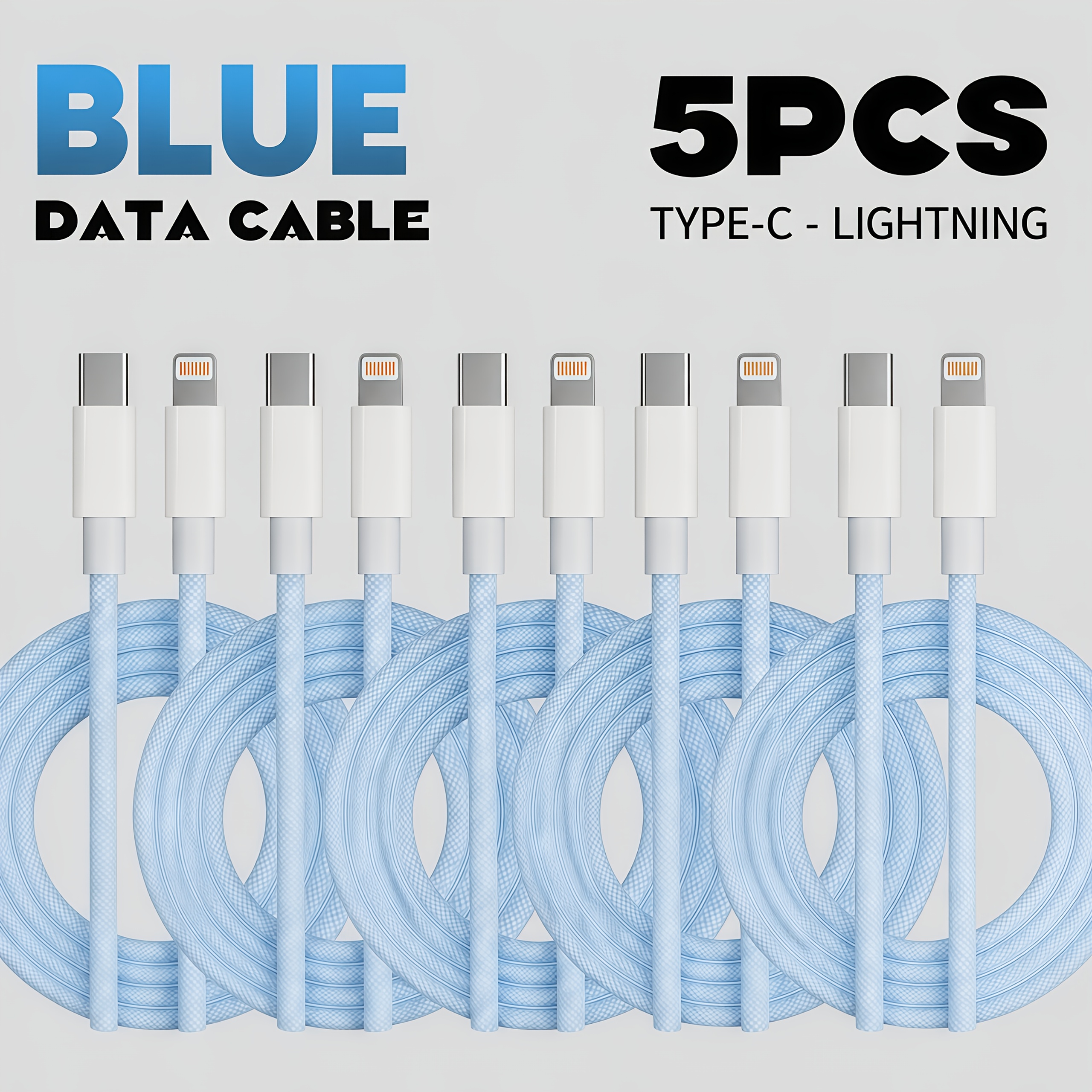 TEMU Câble de données USB C vers Lightning 5 pièces, câble de charge rapide de type C compatible avec Apple iPhone 14/14 Pro/14 Pro Max/13/13