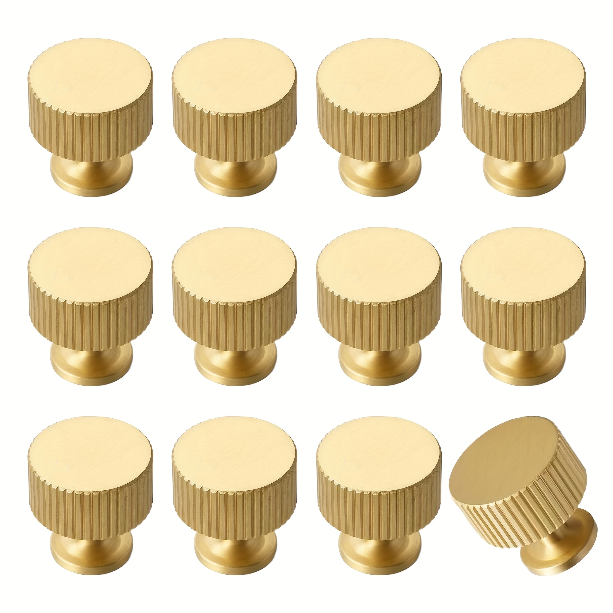 12pcs Solid Golden Cabinet Knobs Pulls for Cabinets, Drawers, Dressers -  Modern Handle Knobs (1&*;x1&*;/28mmx28mm), Brushed *