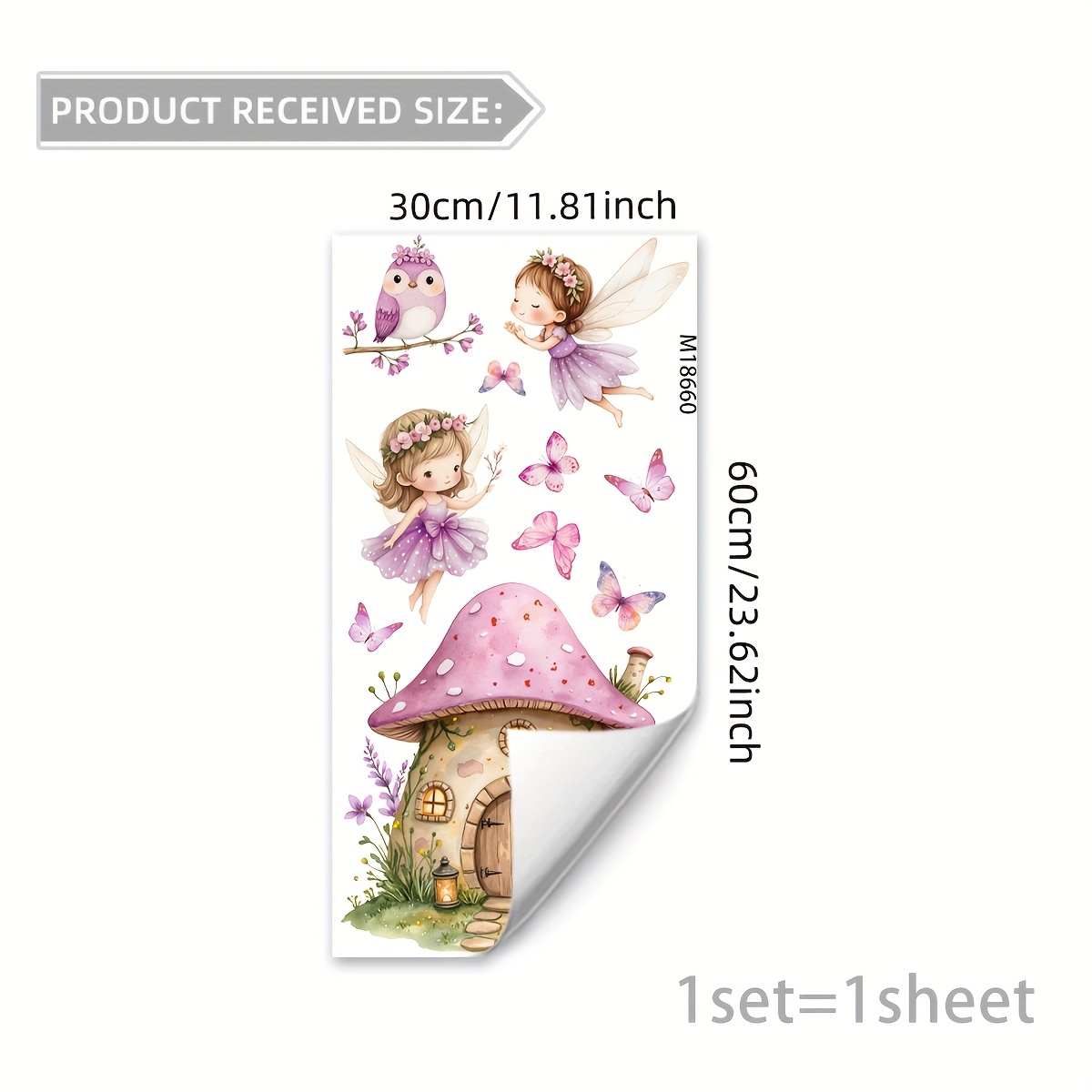 Image of 1 (30*60cm) Creative Purple Mushroom House Fairy Fantasy Wall Decal For Living Room And Bathroom Background Wallpaper(m18660)