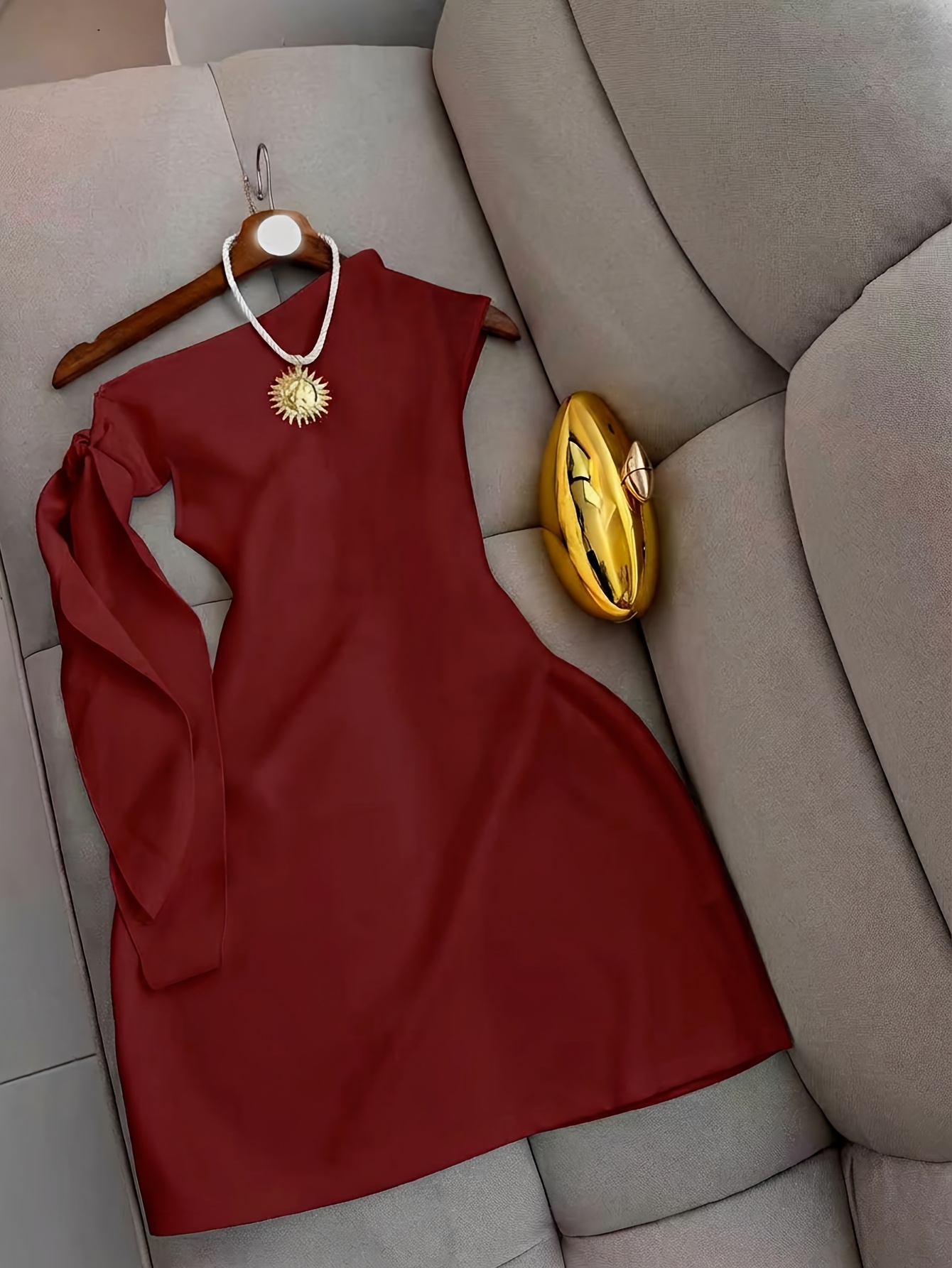burgundy ruffle dress sold on Temu United States burgundy ruffle dress sold on Temu United States