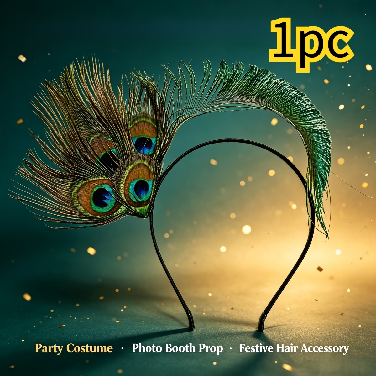 1pc 1920s Flapper Peacock Artificial Feather Headband | Roaring 20s Headpiece, Cocktail Wedding Tea Party Headwear For Women