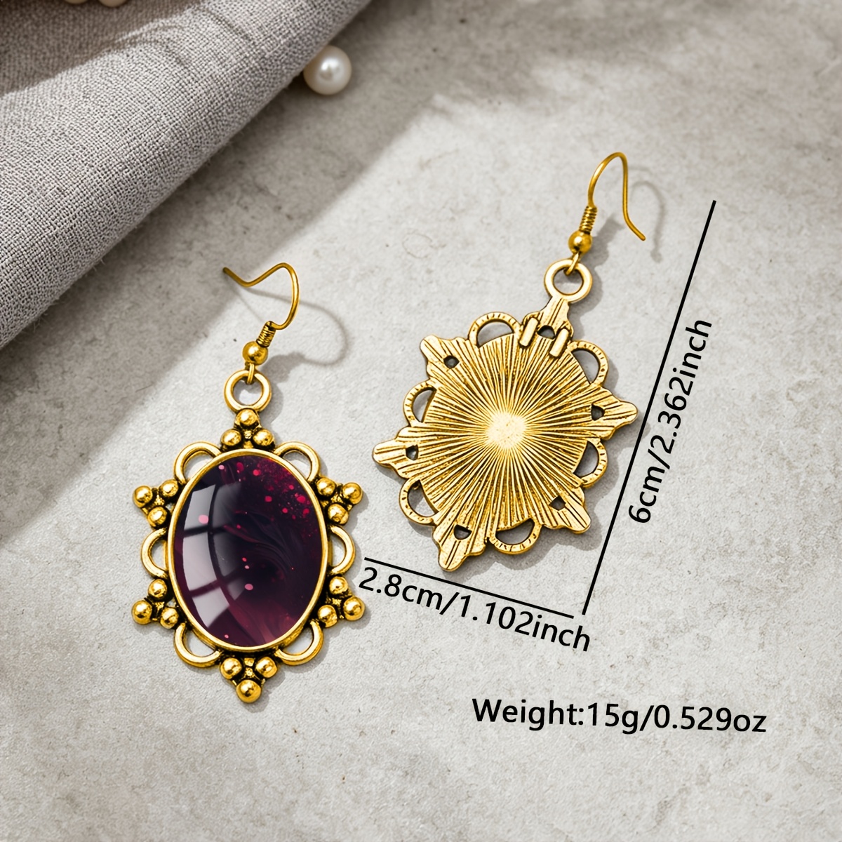Women's Wine-Red Polka-Dot Oval Earrings, Elegant Style