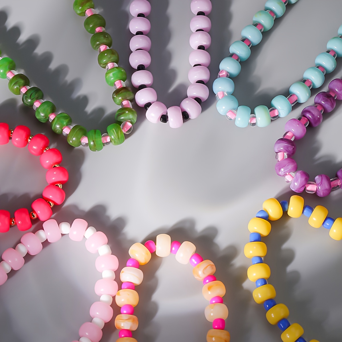 Boho Style Resin Bead Necklace Colored Bubblegum Beads Charm