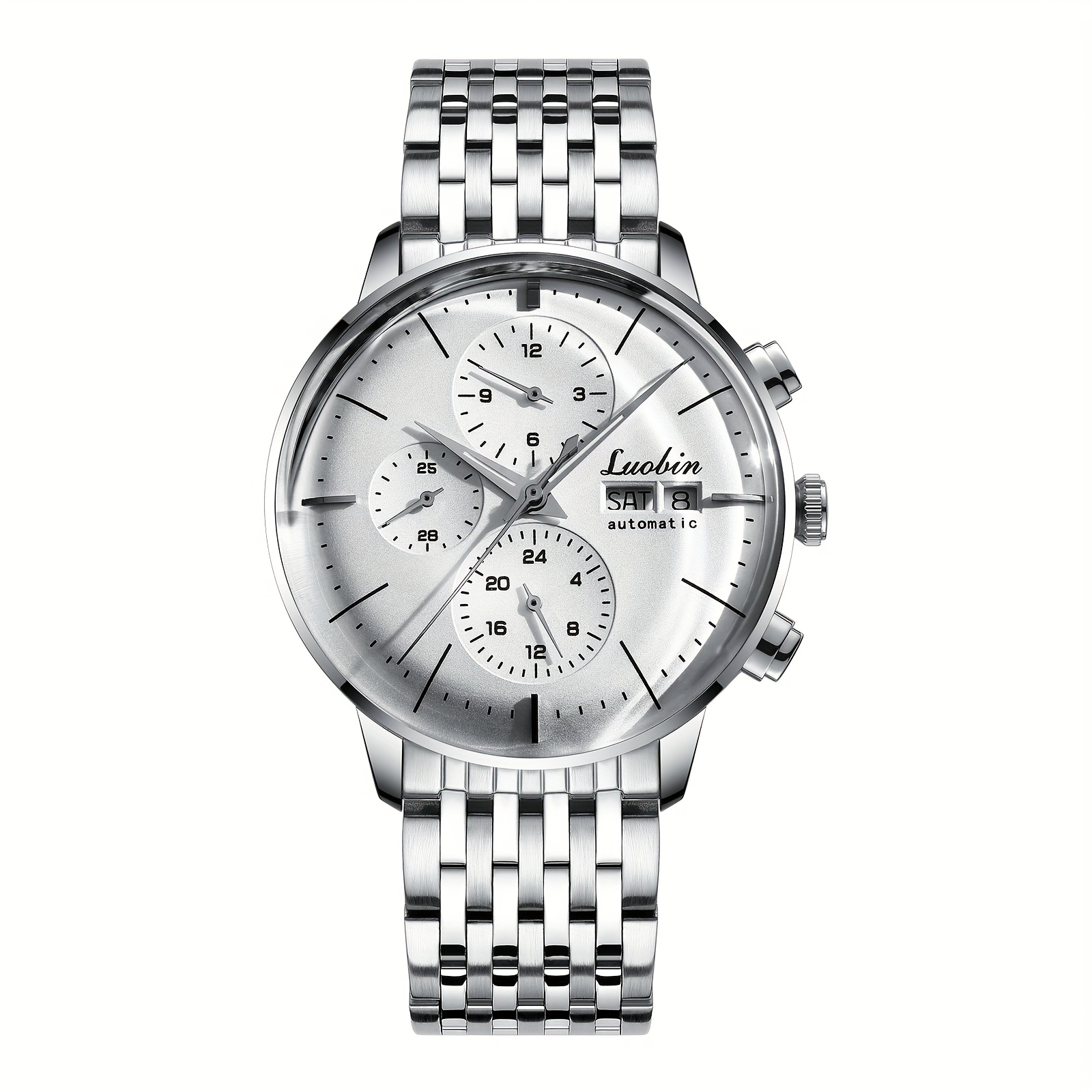 25p Automatic Mechanical Watch For Men With Luminous Stainless , Display, Calendar/date/year/month Trackers, 3d Curved Screen & Bauhaus Wristwatch - Mechanical Movement (no) - Luxury Watch Gift