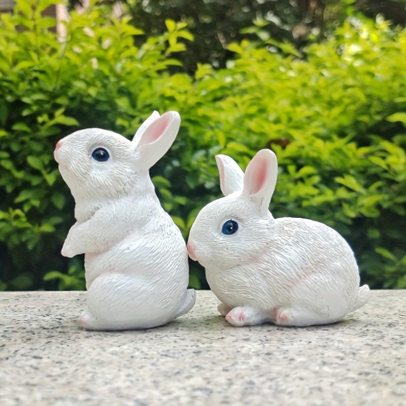 

2pcs Rustic Resin Bunny Figurines, Floor Mounted Animal Statues For Outdoor Easter Garden Decor, No Electricity Or Battery Needed, Ideal For Patio, Lawn, And Planter Landscaping