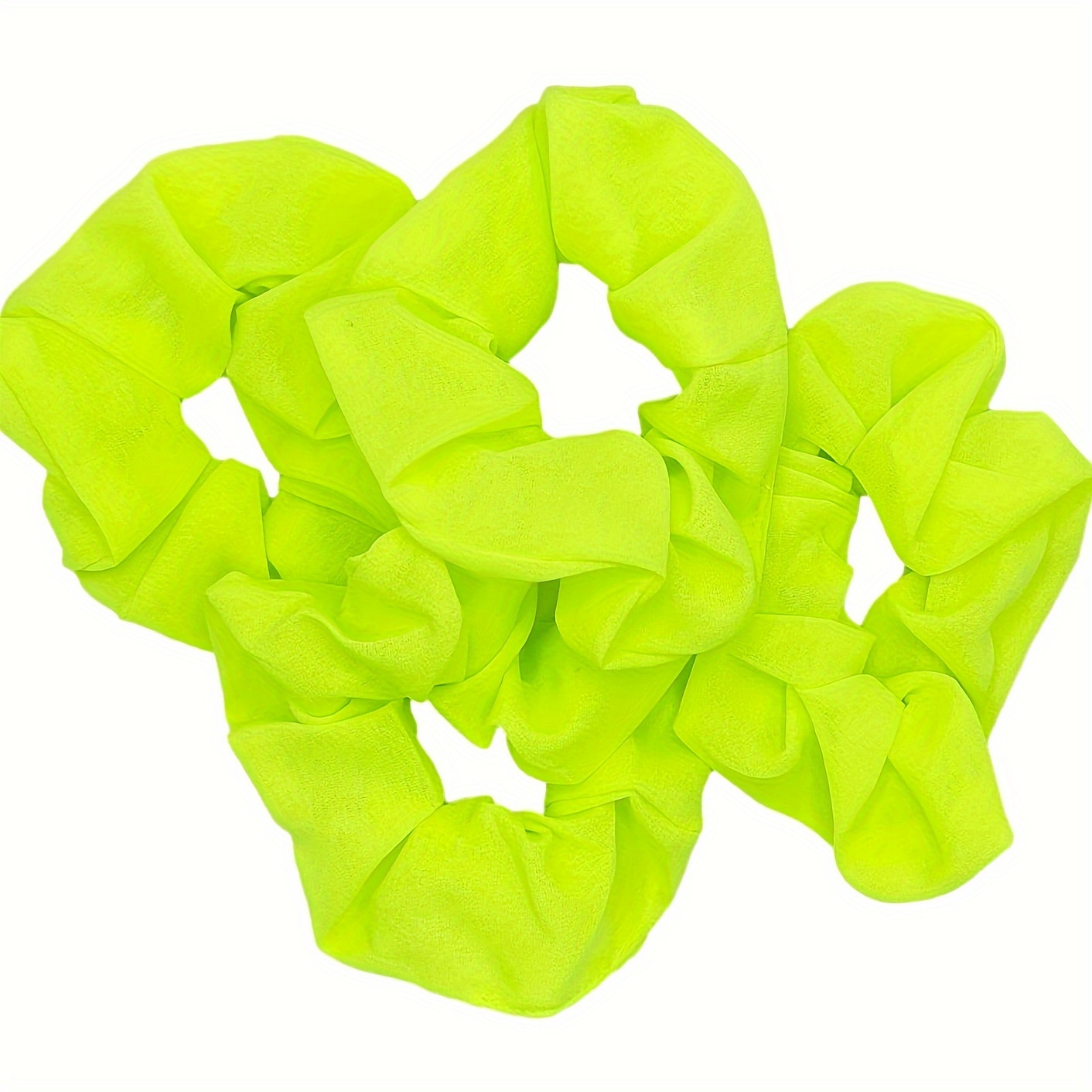 4pcs Vintage Neon Chiffon Scrunchies - Elastic Hair Ties For Ponytails & Updos, Perfect For 80s Parties & Workout Wear