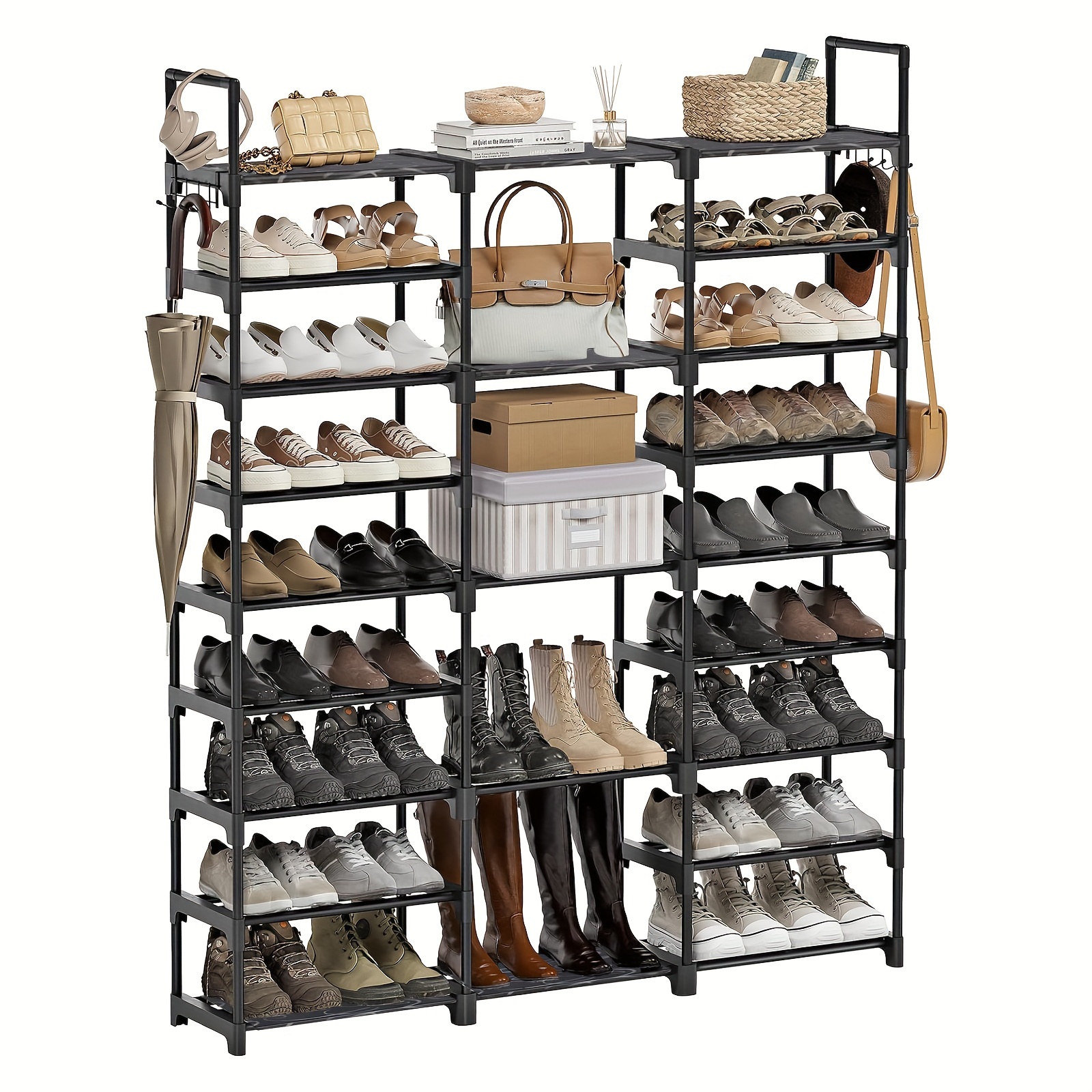 

10- Rack For Cloest, Organizer For Entryway Hallway, Storage For 20-24 Of And , Narrow Metal (), 78.7in Free Standing Racks