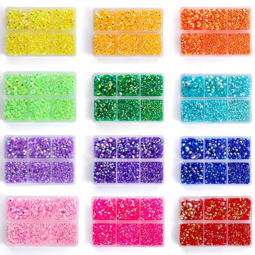 4500pcs box mixed sizes resin s set 2 3 4 5 6mm multi color flatback round non hotfix shiny crystal clothing art crafts decoration additions with tools art dress face decoration additions handicrafts decoration addi