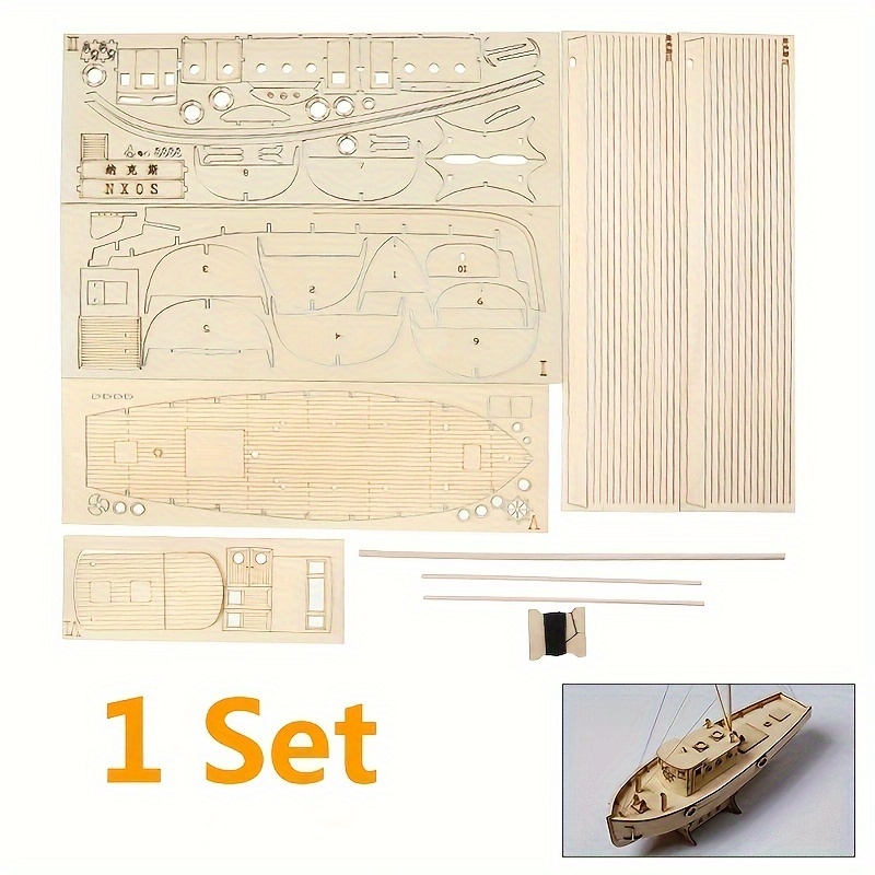 

1set Of Wooden Sailboat Model Diy Kit, 1/30 Scale Vessel