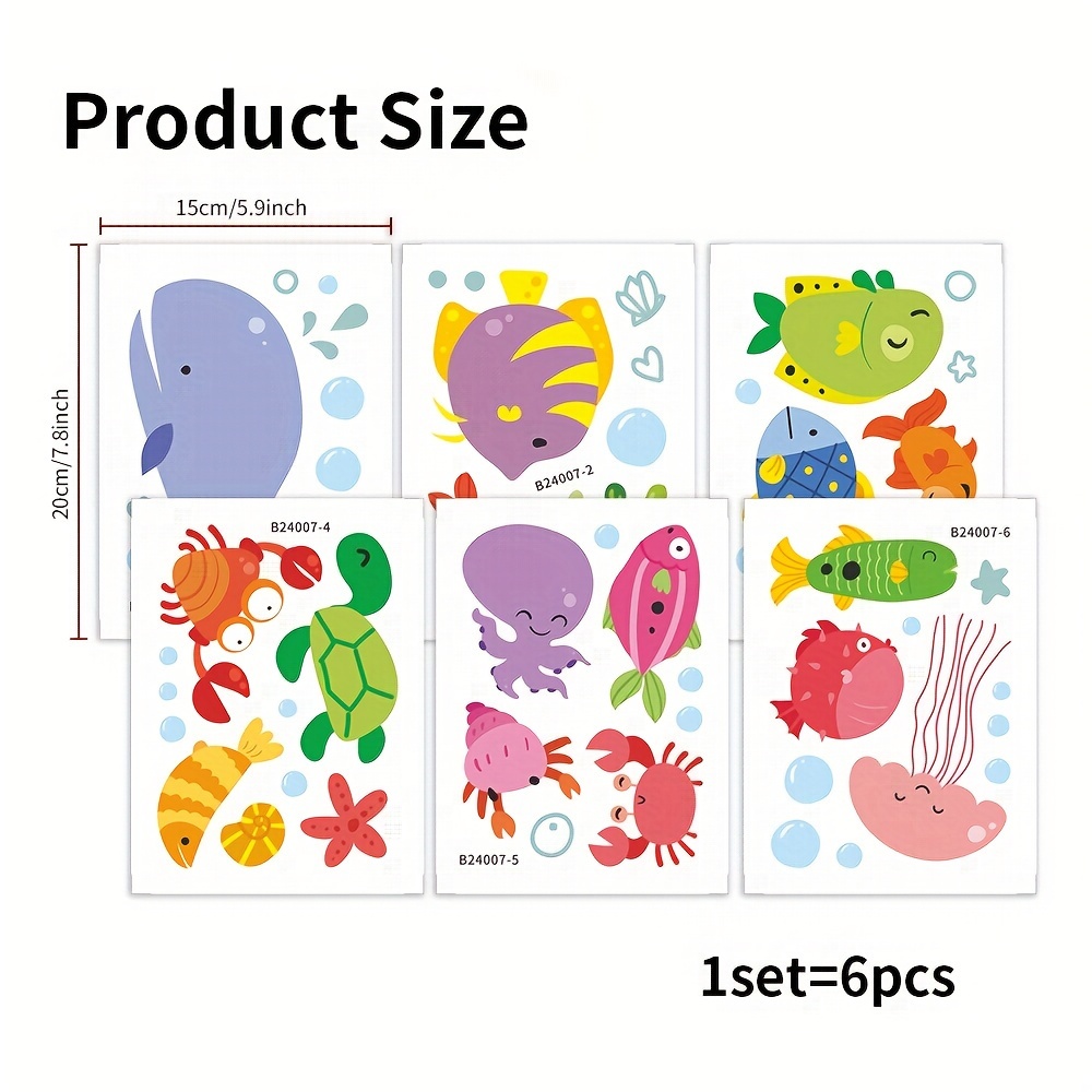 Image of 1 Set Of 6 Non-slip Bathtub Stickers With Creative Underwater Animal Patterns, Bathroom Decals, And Frosted Bathtub Stickers