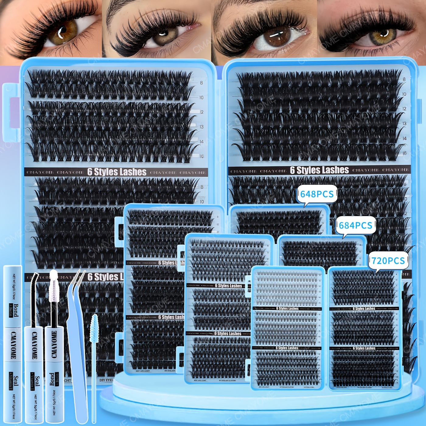 new 648 684 720 clusters lash book thick curly 30 150d 8 16mm     reusable with   seal tweezers brush for   party   christmas makeup perfect gift versatile beginner friendly