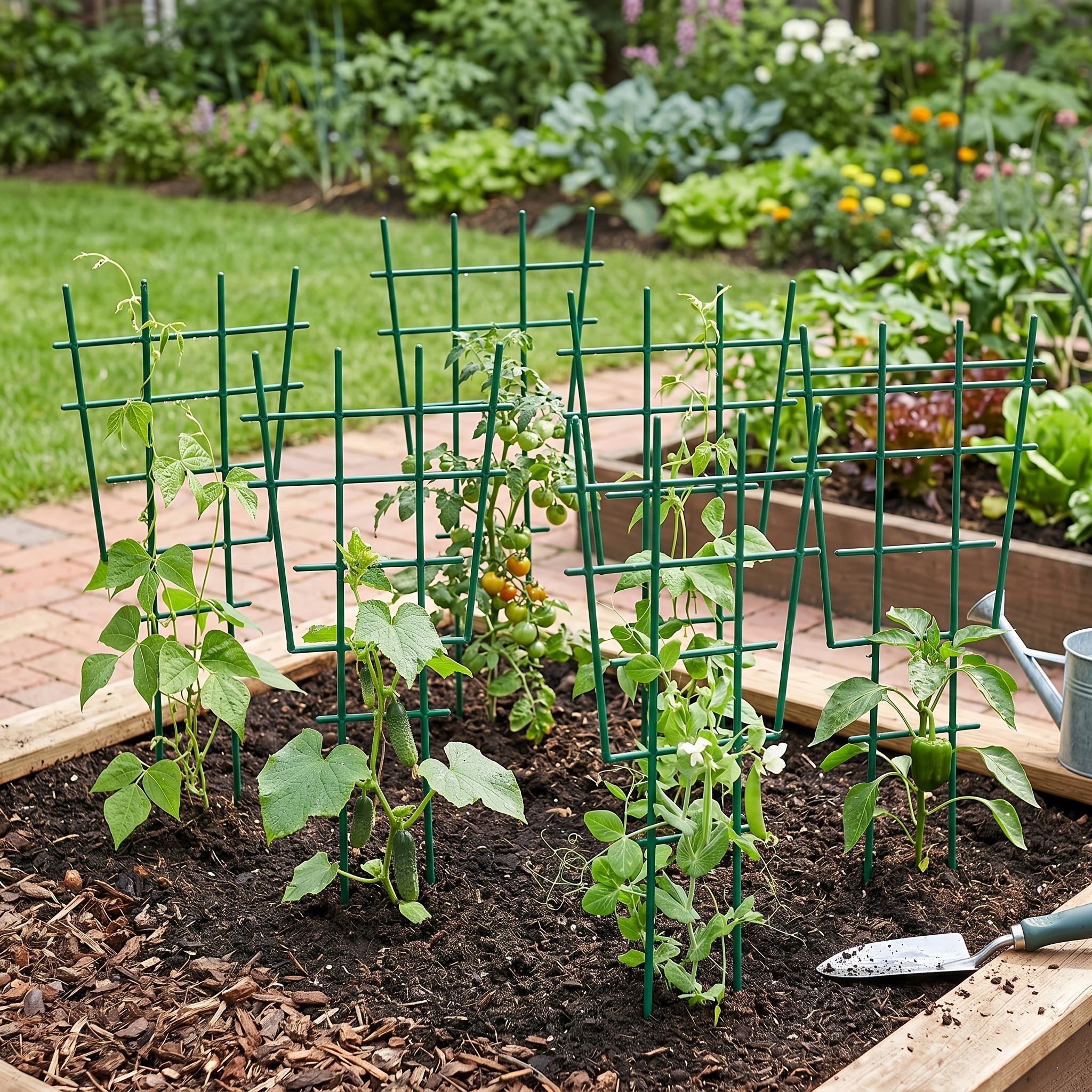 TEMU Plant Climbing Support Frame, Multiple Options Available, Stackable Plastic Trellis, Durable And Rust-resistant, Suitable For , Roses,