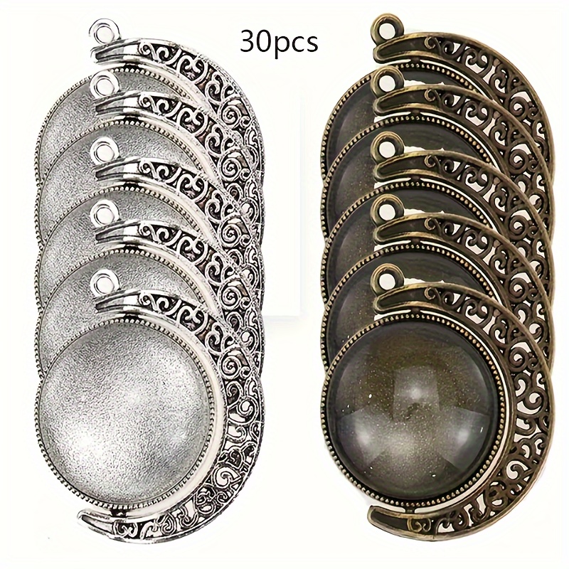 

30pcs Antique Silvery Bronze 10pcs Base + 20pcs Glass Pieces Handmade Time Stone Making Diy Handmade Accessories