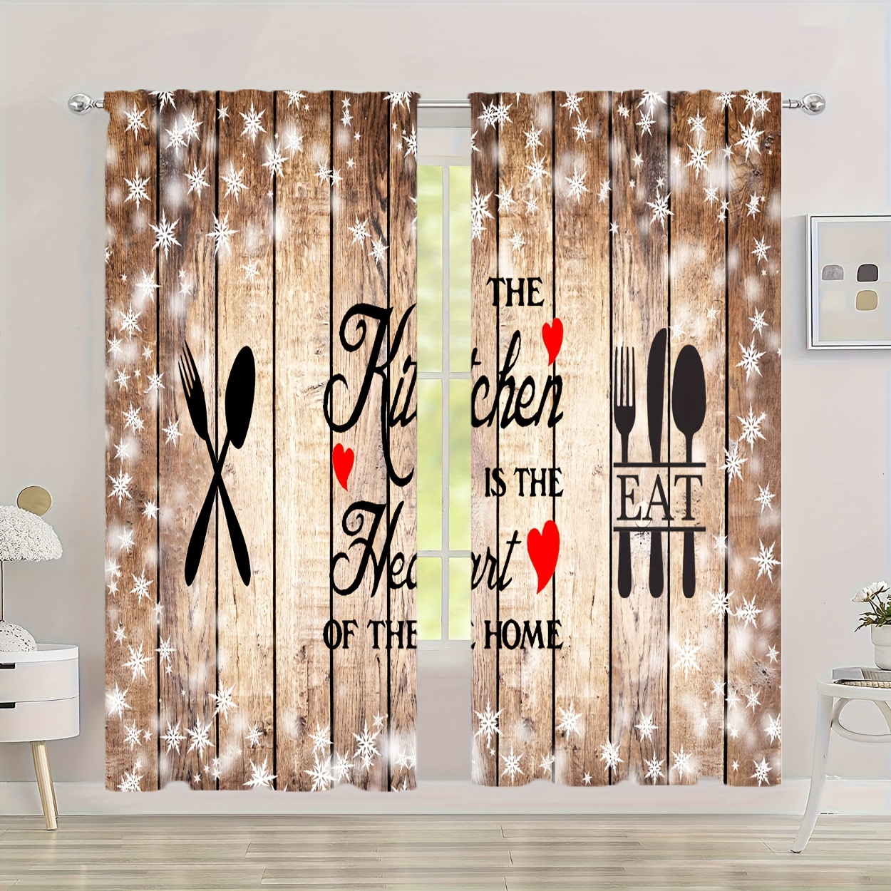 

2pcs Curtains, Rod Pocket Decorative Window Drapes, Window Treatments For Bedroom Living Room, Home Decoration, Room Decoration