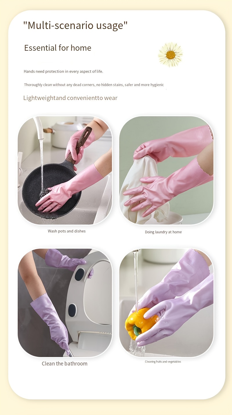 waterproof housework cleaning gloves kitchen cleaning latex household dishwashing laundry gloves wear resistant rubber gloves details 6