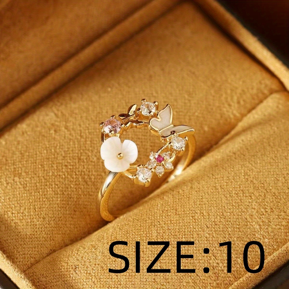 Exquisite Flower Unisex Ring with Synthetic Zircon